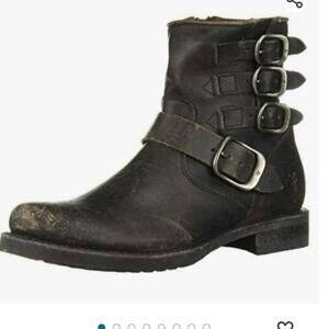 Frye Veronica Belted Short 70580 Brown Distressed Leather Ankle Boots, sz 7.5